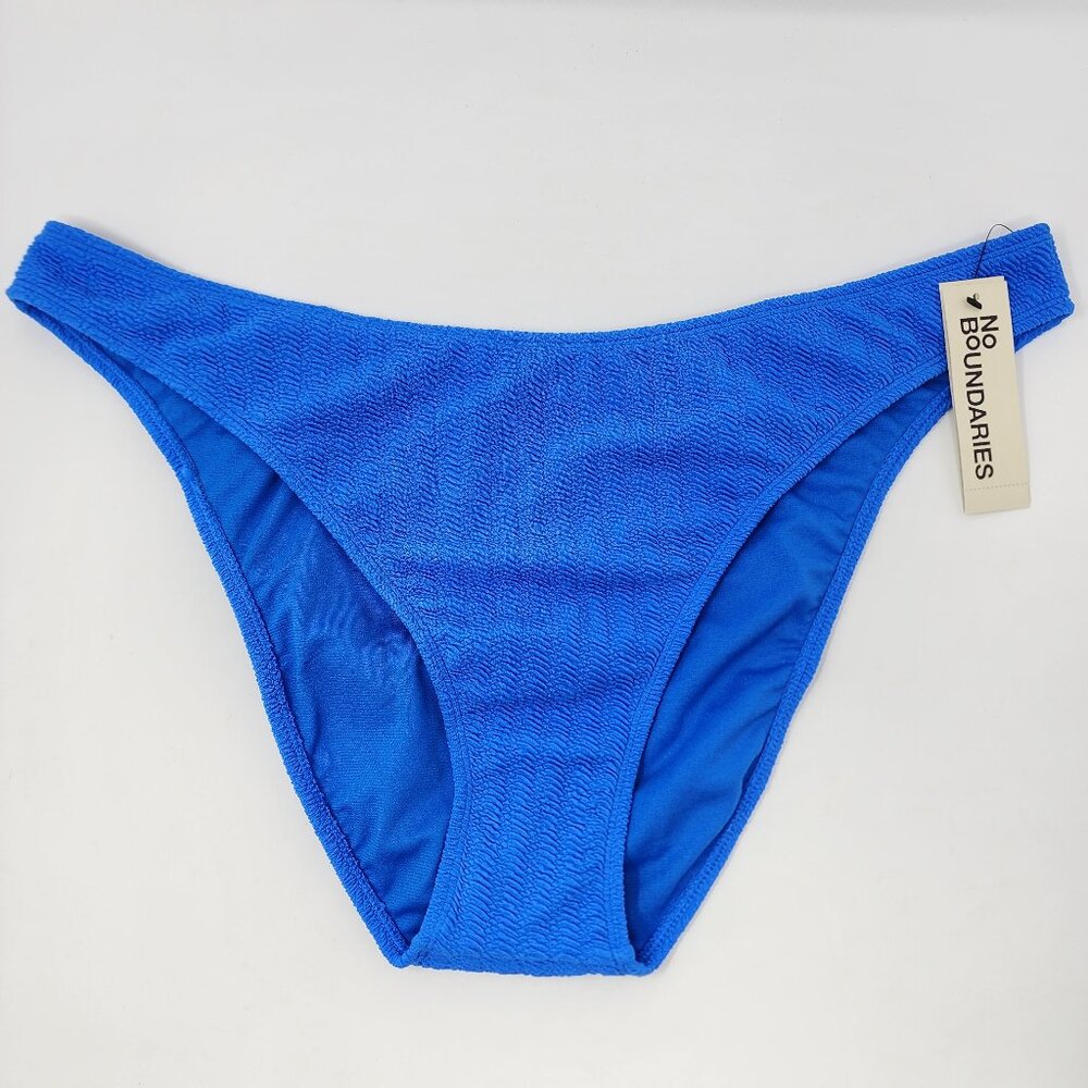 New No Boundaries Womens XXL 20 Blue Crinkle Cheeky High Leg Bikini Swim Bottoms